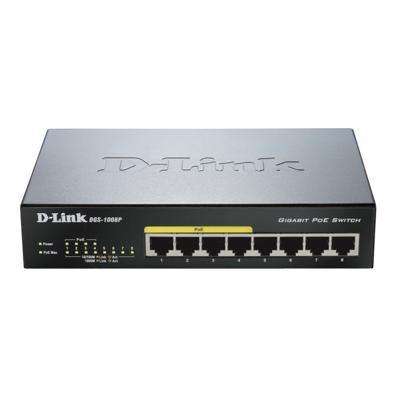 D-LINK DGS-1008P PoE Switch Networking D-LINK, Hubs Product image.