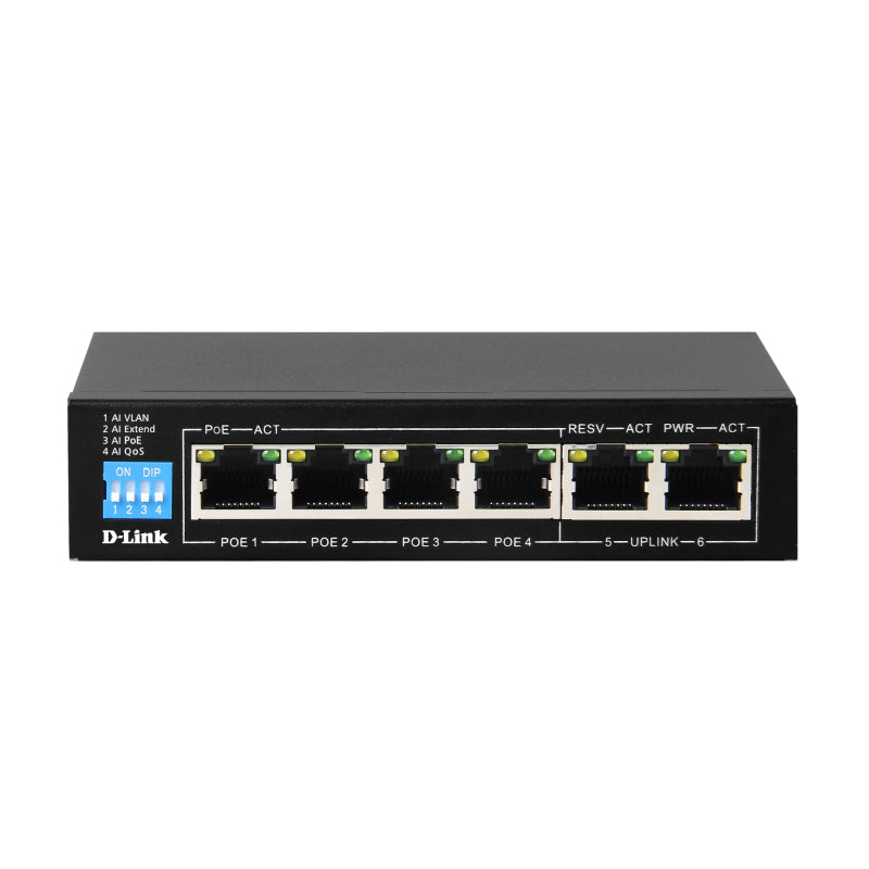 D-Link 6-Port Gigabit PoE Swth Networking D-Link, Hubs Product image.