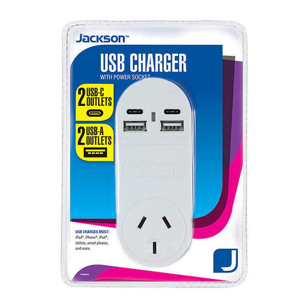 Jackson 1 Way 4 USB Charger Computers Jackson, Cables Product image.