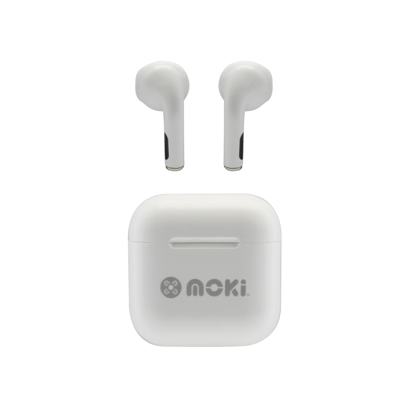 Moki Pods Mini White Audio Moki, Headphones Product image.