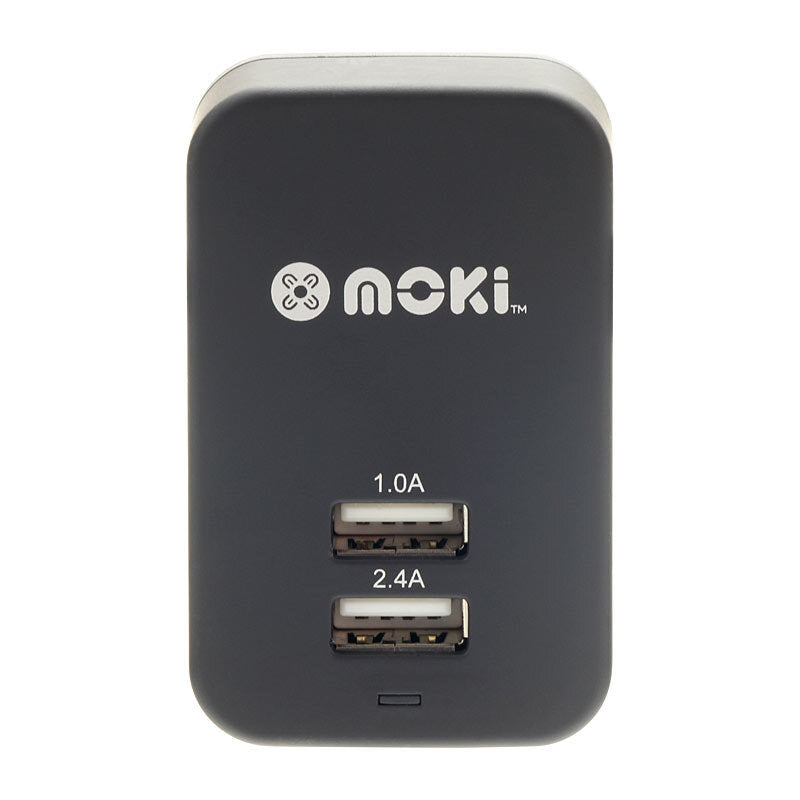 Moki Dual USB Wall Charger Blk Computers Moki, Cables Product image.