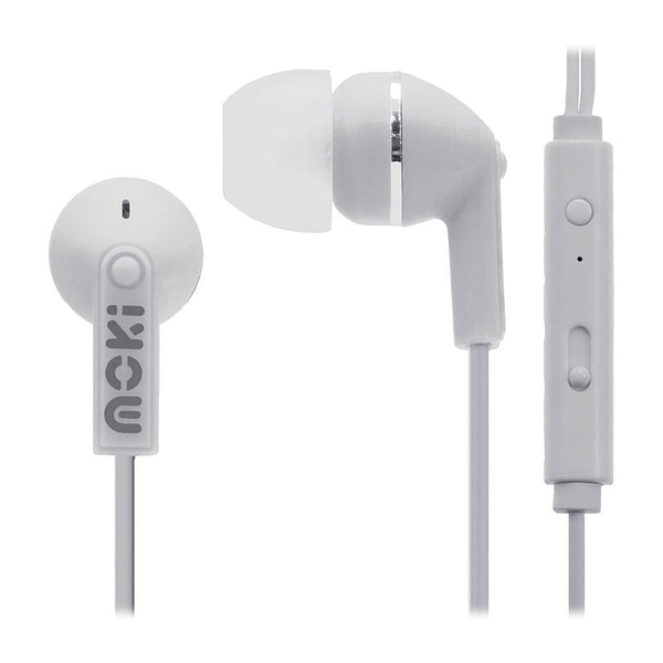 Moki Noise IsoEarbuds Mic Wh Audio Moki, Headphones Product image.