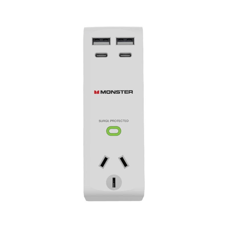 Monster 1-Port+USB Surge White Computers Monster, Cables Product image.