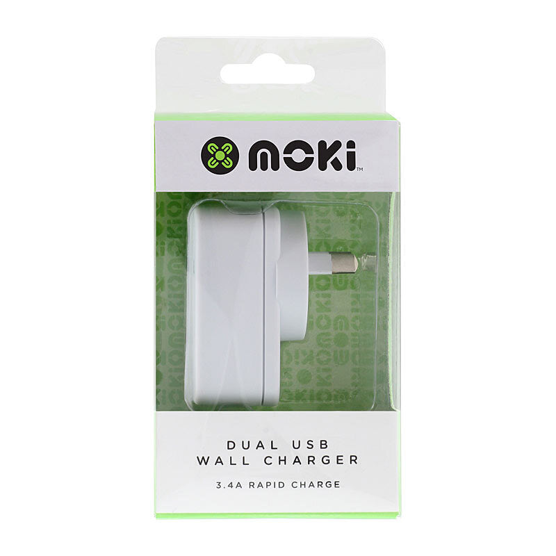 Moki Dual USB Wall Charger Wh Mobile Moki, Mobile Accessories Product image.